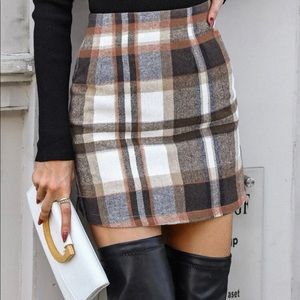 Plaid wool bodycon skirt great for fall!